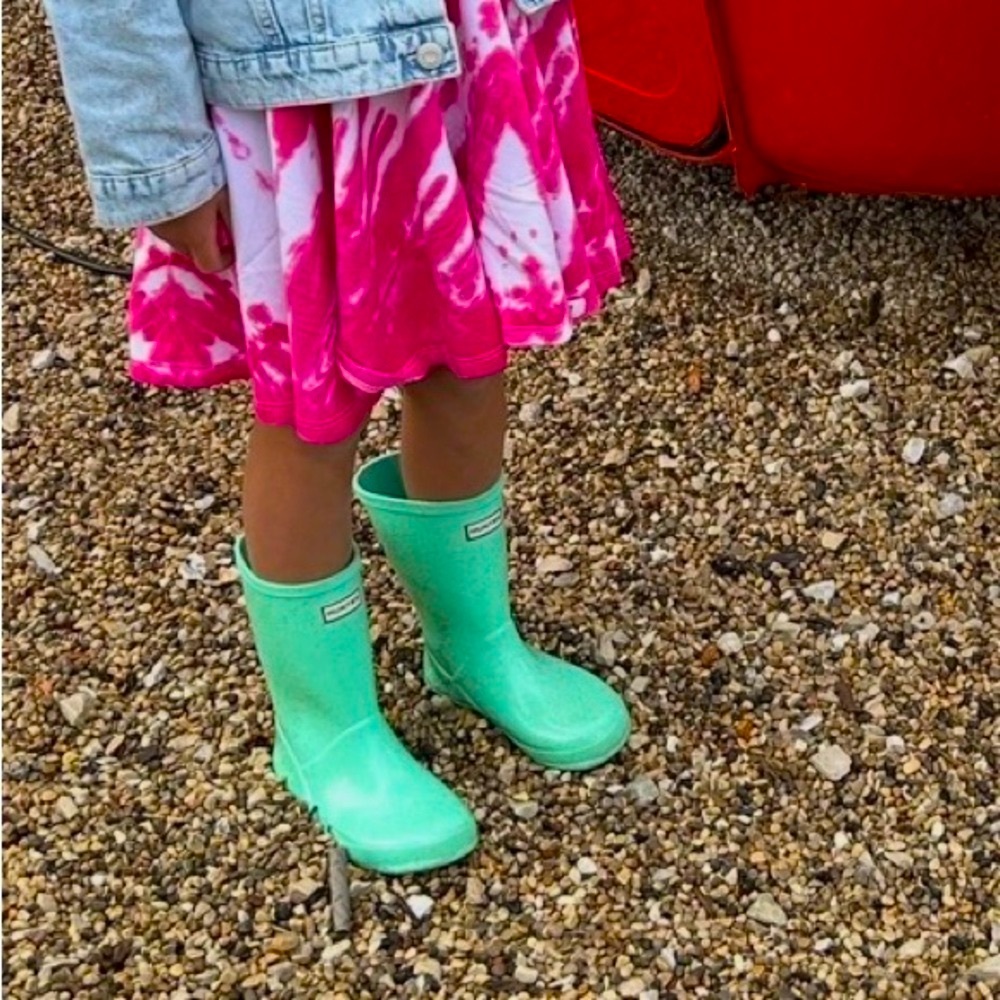 Hunter Kids First Glitter Rain Boots- Wild Mint